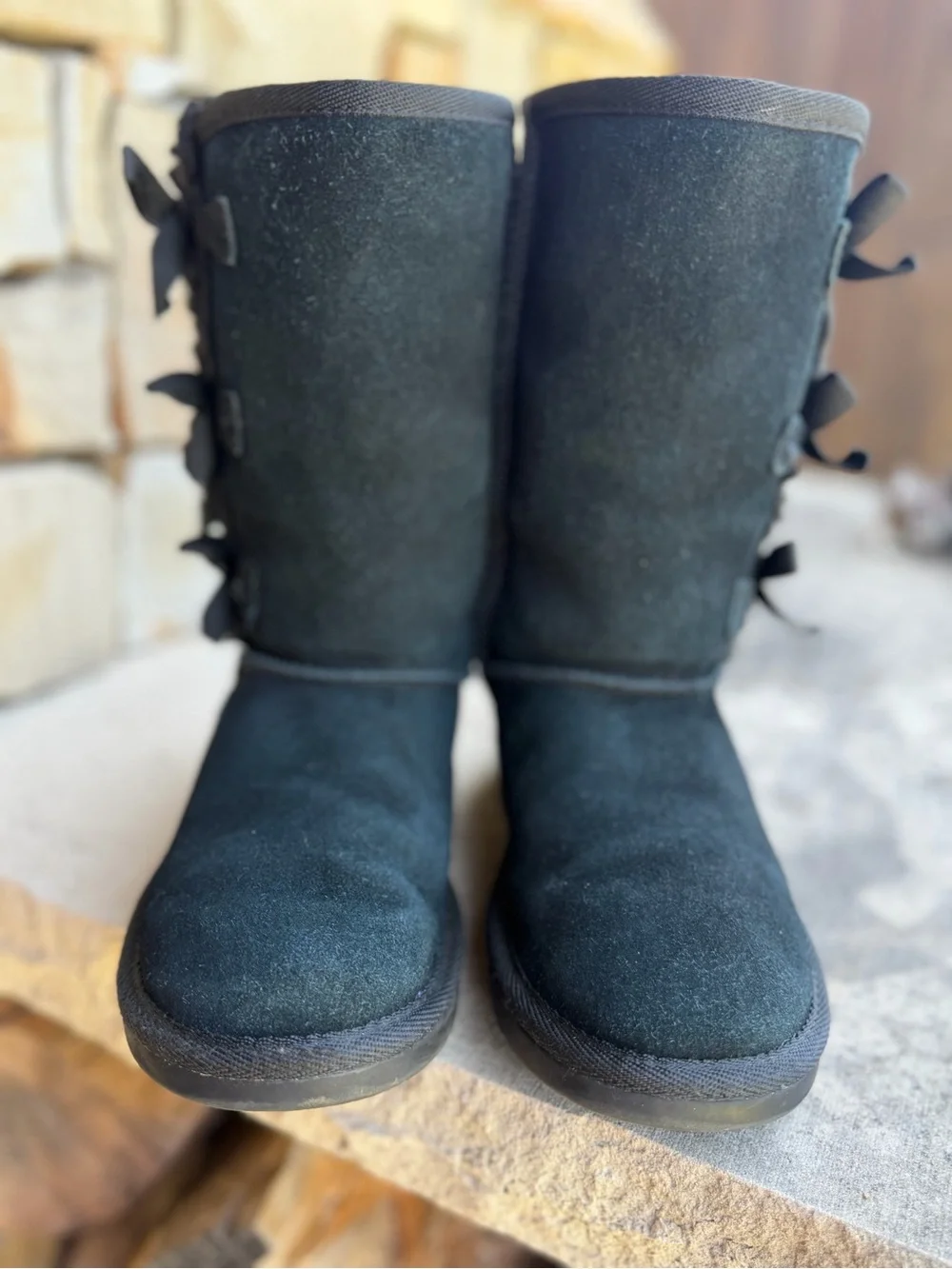 Koolaburra By UGG girls Black Suede Victoria Bow-Back Winter Boots Sz-1.  K